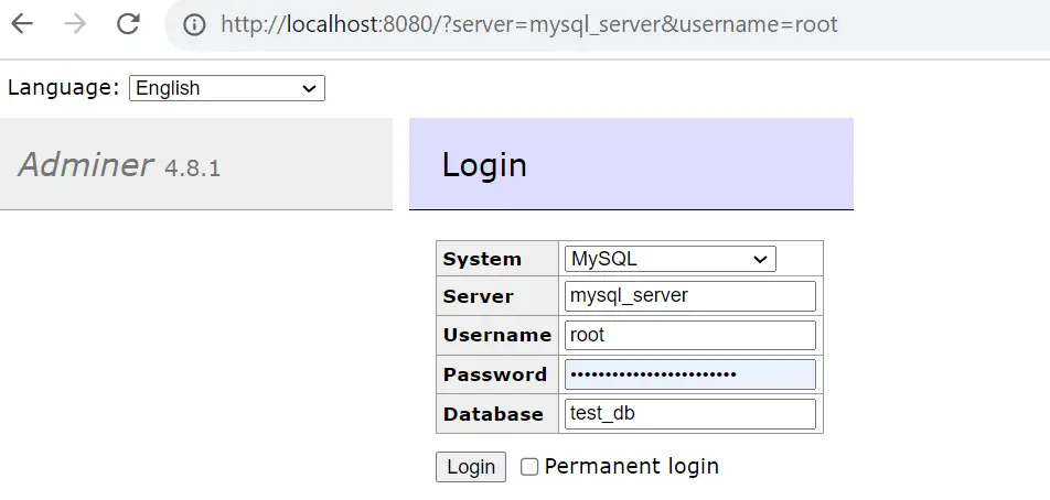 Run Adminer with Docker Compose for MySQL and Postgres Container