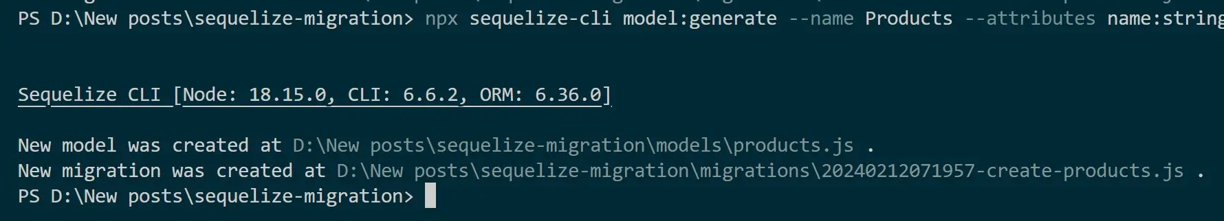 Create|Generate|Run Sequelize CLI db Migrations With Nodejs