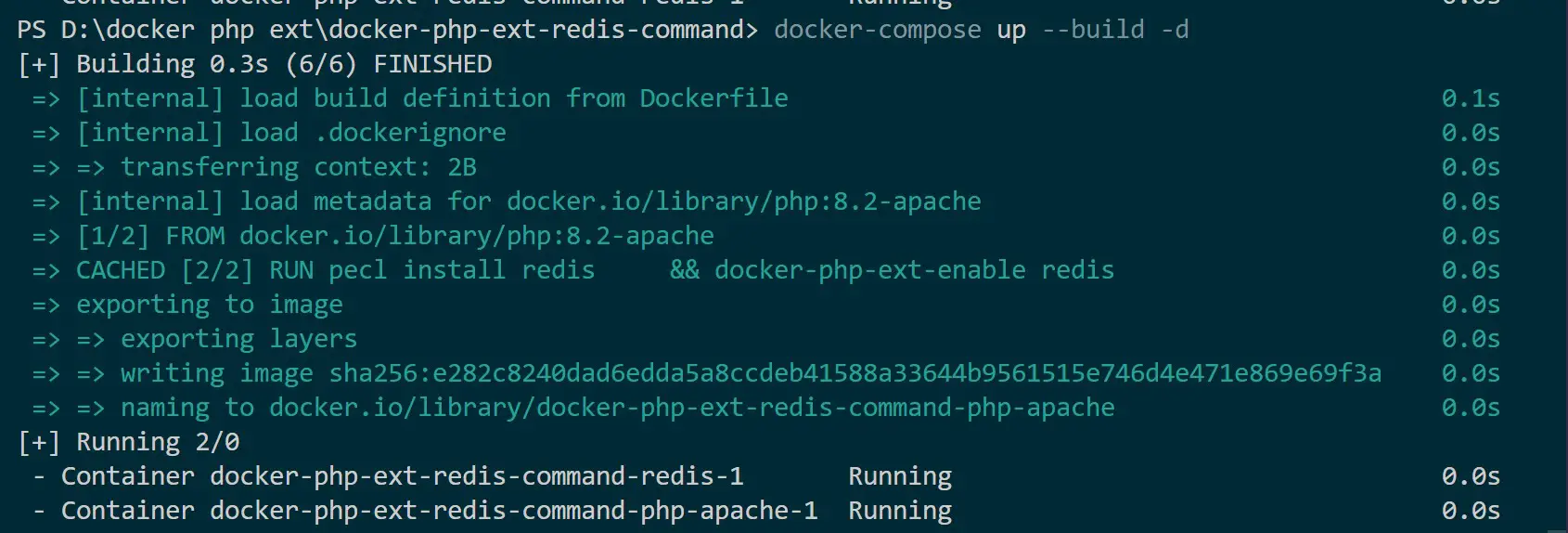 How to use Redis docker php ext install and enable Redis CMD