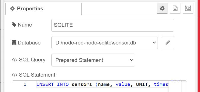SQLite using Node-RED