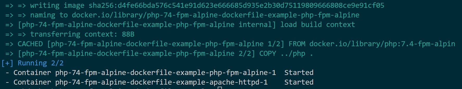 Run PHP 7.4 FMP Alpine with Docker Dockerfile Example