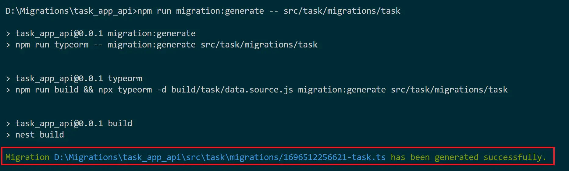 Create, Generate, and Run TypeORM Migrations in NestJS with PostgreSQL
