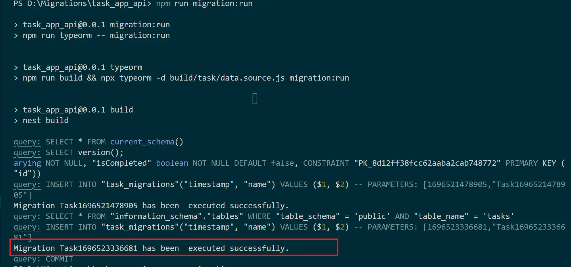 Create, Generate, and Run TypeORM Migrations in NestJS with PostgreSQL